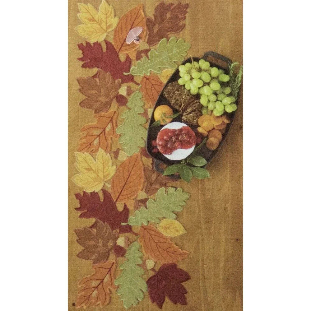 Celebrate Fall Together Autumn Fall Leaf Cut Out Table Runner 13